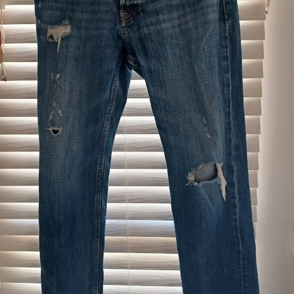 Hollister Men’s Skinny Jeans W33 L34 Medium Wash Distressed Ripped Y2K Cotton - Picture 6 of 11